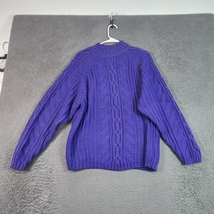 Vintage Favorites Sweater Womens Large Purple Mock Neck Cable Knit Pullover 80s